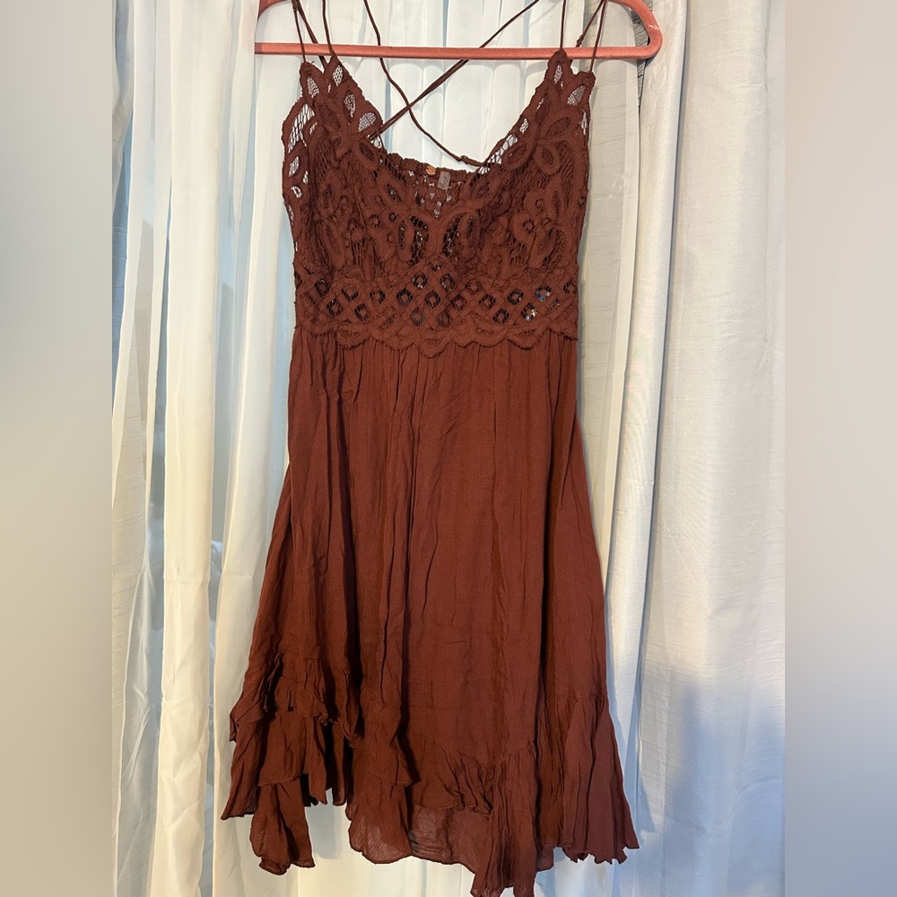 Free People Mocha Lace Dress